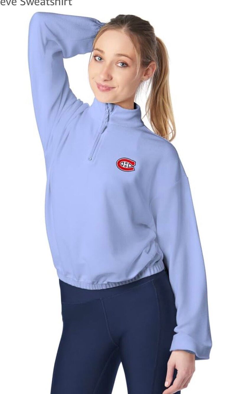 CERTO NHL Quarter Zip Cropped Pullover, Long Sleeve Sweatshirt NWT Size S